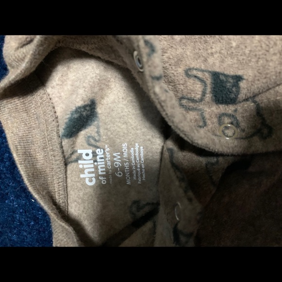 Baby boy 12 month fleece button up footie pajamas - Picture 3 of 4